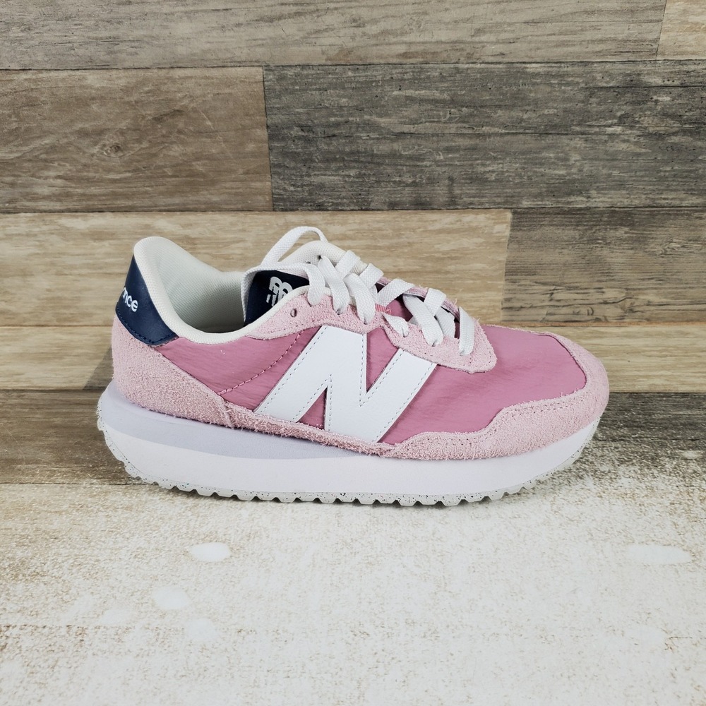 New Balance 237 Womens Shoes Sz 6.5 Running Pink White Suede Lace Up Sneakers
